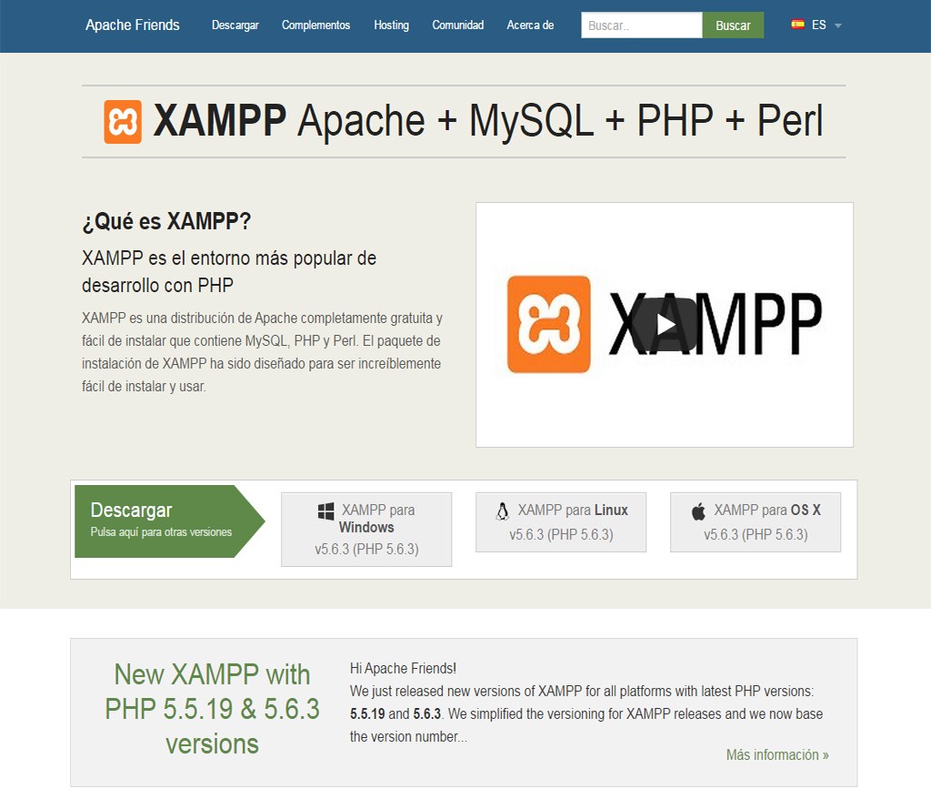Sitio web de XAMPP