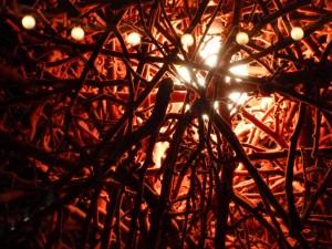 Red Neural Network (strange hanging art in clothing store), de Neerav Bhatt, en Flickr